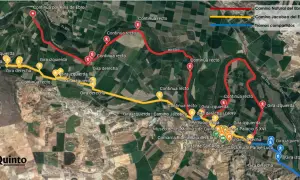 Mapa del camino santiago desde Zaragoza, mostrando rutas del Camino Natural del Ebro y Camino Jacobeo.