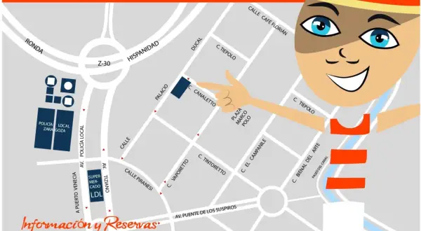 Mapa de Zaragoza con la dirección Calle Canaletto nº2, Local, esquina C. Palacio Ducal. ¡Encuentra la festa di Venezia!