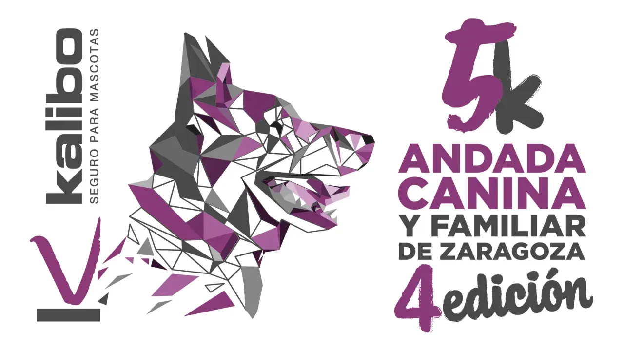 Logo de la 4ª andada canina y familiar de Zaragoza. Un perro geométrico y el texto "Kalibo".