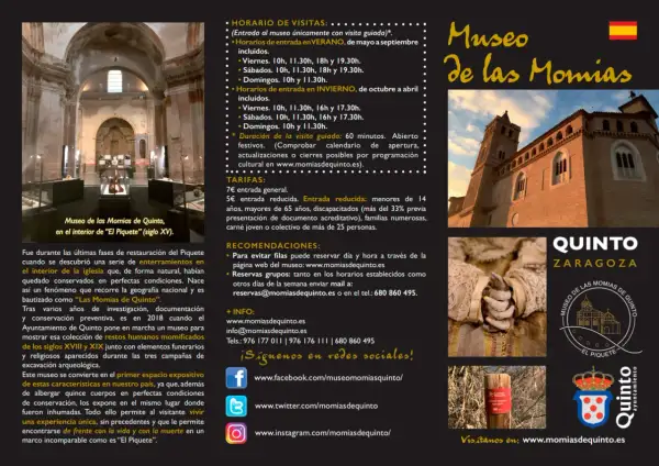 El Museo de las Momias de Quinto exhibe restos humanos momificados en su lugar de enterramiento original, "El Piquete".
